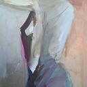 Fiolet i błękit - obraz kobiety w sztuce na płótnie 130x50 cm