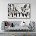 ABSTRAKCJA People - wielkoformatowy obraz na płótnie 70x100 cm, ręcznie malowany akrylami i szlagmetalem
