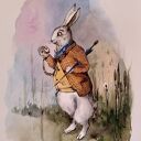 Biały królik. Akwarela w typie vintage