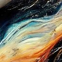 Obraz abstrakcyjny Fluid Art - czarny, złoty i kolorowy kosmos 120x80 cm