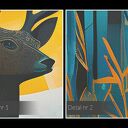 Obraz do salonu - JELEŃ W LESIE KSIĘŻYC NOCNY KRAJOBRAZ - 70x50 cm (106101)