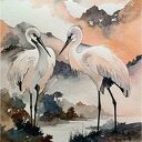 Spotkanie w ciszy jeziora, 24x32 cm