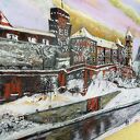 Kraków zimą - obraz akrylowy 70x50 cm