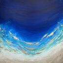 Granatowy obraz abstrakcyjny Maldives XXI 70x90 cm - ocean w złocie, obraz na płótnie