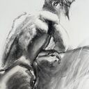 Szkic Mężczyzny 100x70 - obraz węglem na papierze