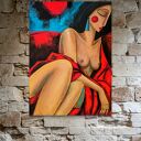 Czerwień milczenia - ręcznie malowany obraz akrylowy 60x90 cm
