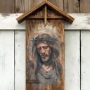 Obraz Chrystus w cierniowej koronie - malowany na starych deskach