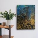 Złote głębiny oceanu - nowoczesny obraz abstrakcyjny na płótnie 30x40