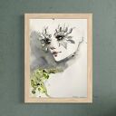 White lashes, akwarela na papierze, portret kobiety