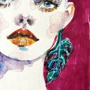 Monstera Earrings - akwarelowy portret kobiety w stylu fashion