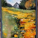 Pejzaż z pasteli suchych 18 x 24 cm - obraz rękodzielniczy