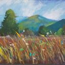 Łąka - ręcznie wykonany obraz 18x24 cm w technice pasteli suchych