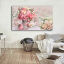 Pastelowy obraz na płótnie 100x60 - róże i piwonie w stylu glamour