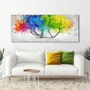 Obraz na płótnie - Abstrakcyjne drzewo KOLOROWE PLAMY 147x60cm 02583
