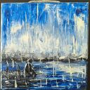 Obraz olejny deszcz deszczowa para 2 sztuki struktura 20&times;20