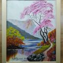 Ręcznie malowany obraz akrylowy z ramą i motywacyjnym mottem - „Taniec z barw” (30x24 cm)