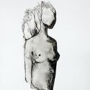 Ręcznie wykonana czarno-biała abstrakcja 50x70 cm - Project Woman