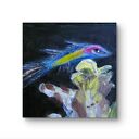 Rybka - ręcznie malowany obraz akrylowy na płótnie 30x30 cm