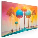 Obraz do salonu - KOLOROWE DRZEWA ABSTRAKCYJNY PEJZAŻ - 70x50 cm (105801)