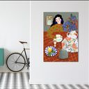 Nowoczesny obraz drukowany z kwiatkami na płótnie 50x70 cm