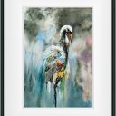 Bądź czujnym - akwarela 33 x 46 cm z żurawiami (oryginał)