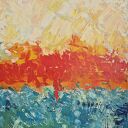 Obraz olejny „Horyzont w ogniu” 50x70 - abstrakcja z mocną fakturą (limitowana edycja)