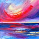 Dyptyk 'Zachód słońca' - zestaw 2 obrazów olejnych 35x50