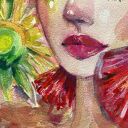 Czerwone kolczyki - akwarela na papierze