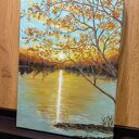 Nastrojowy pejzaż akrylowy na płótnie 40x30 cm - Romantyczne refleksy
