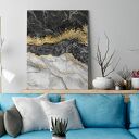 Obraz na płótnie Marmur Złoto Czarny - Art Deco w pionie 50x70 cm