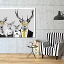 Nowoczesny obraz drukowany na płótnie 120x80 cm - Rodzina jeleni z żółtymi akcentami 02542