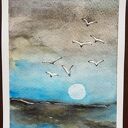 Morze - oryginalna akwarela 18 x 12,5 cm, sygnowana (bez oprawy)