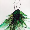 Obraz ręcznie malowany 50 x 70 cm w nowoczesnej abstrakcji - czarno-szaro-zielony