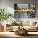 Abstrakcyjny obraz na płótnie 120x80 cm w złocie, szarości i czerni