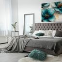 Obraz na płótnie Kwiat Glamour - biały, turkus i złoto 120x80 cm