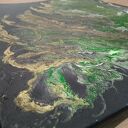 ZESTAW RĘCZNIE MALOWANYCH OBRAZÓW Z RAMAMI - DYPTYK MISTYCZNY POURING - 2x 40x30cm