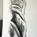 Szkic Kobiety 100x70 cm - obraz z węgla na białym papierze