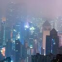 Obraz na płótnie Hongkong nocą - panorama wieżowców