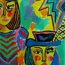 obraz do salonu kubiczna twarz Picasso style