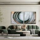 Dyptyk Abstrakcja Wave - ręcznie malowany obraz akrylowy 2x100x100 cm