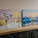 Dyptyk 'Wolność i bezkres' - 2 obrazy ręcznie malowane akrylem 2x24x30 cm
