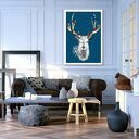 Obraz drukowany na płotnie JELEŃ na granatowym tle DEER w formacie 50x70cm