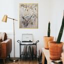 Nowoczesny obraz z żurawiami w górach - ręcznie malowany 60x80