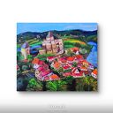 Francja Perigord Noir - obraz pejzaż w ciepłych barwach 40 x 50 x 2 cm