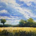 Pejzaż w pastelach suchych 18x24 cm - ręcznie wykonany obraz
