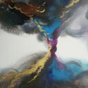 Nowoczesny obraz do salonu - abstrakcja „Burza” olej na płótnie 100x70 cm