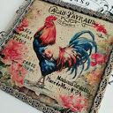 Dekoracyjny obrazek decoupage z kogutem w stylu prowansalskim - vintage shabby chic 20x20 cm