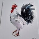 Kogut - akwarela w stylu rustykalnym na Wielkanoc (15x21 cm)