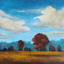 Pejzaż z drzewami - obraz akrylowy 30x40 cm na płótnie