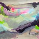 Abstrakcja deep purple - obraz akryl na papierze 112x64 cm (sygnowany i werniksowany) 